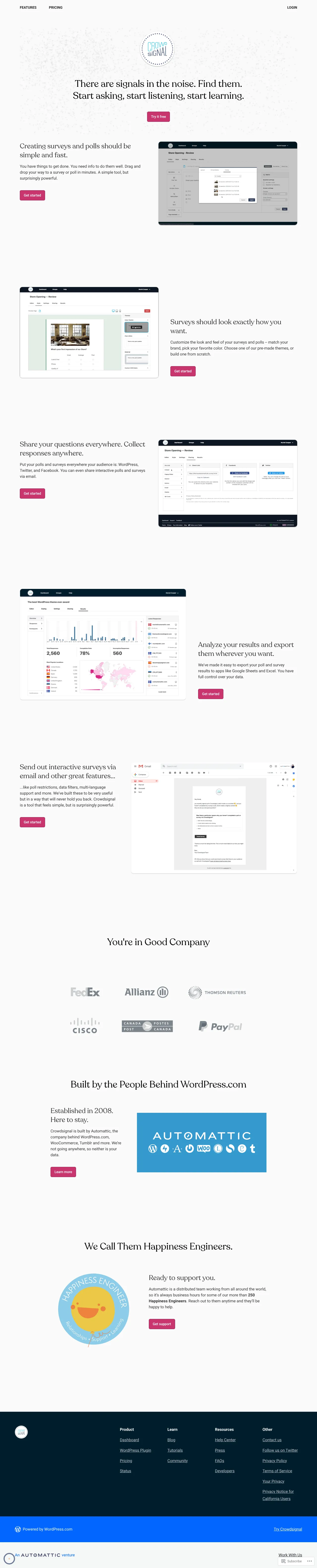 Vollständiger Screenshot von Crowdsignal