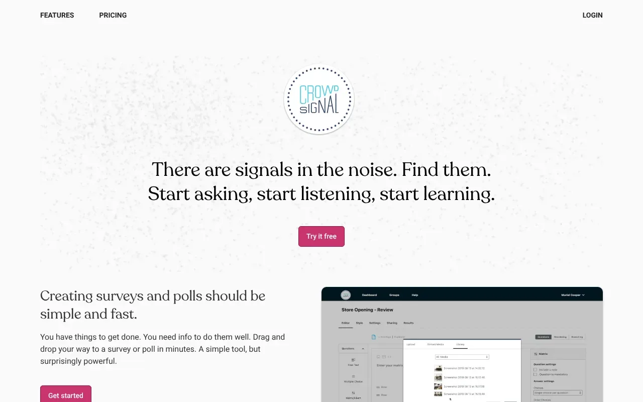 Screenshot von Crowdsignal