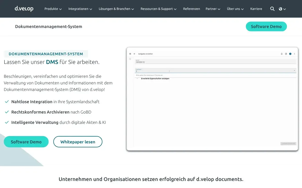 Screenshot von d.velop documents
