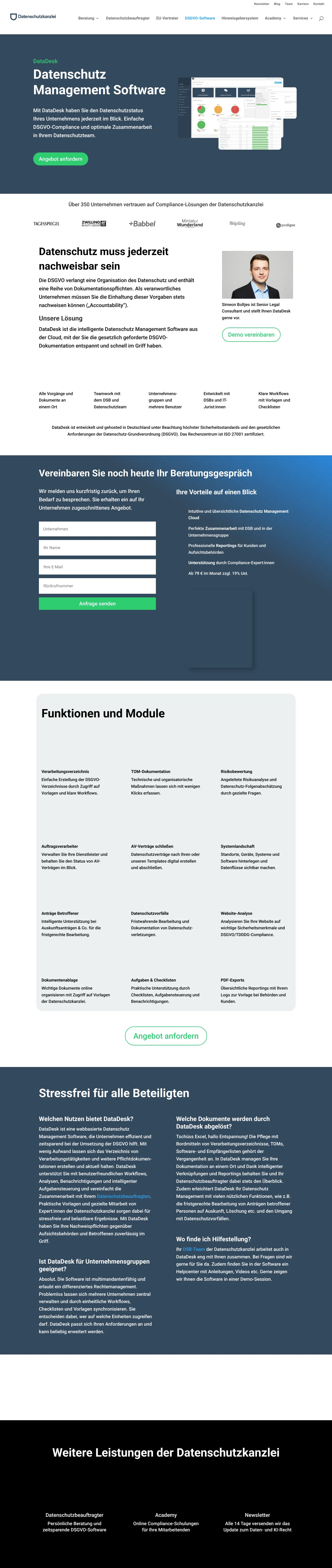 Vollständiger Screenshot von DataDesk