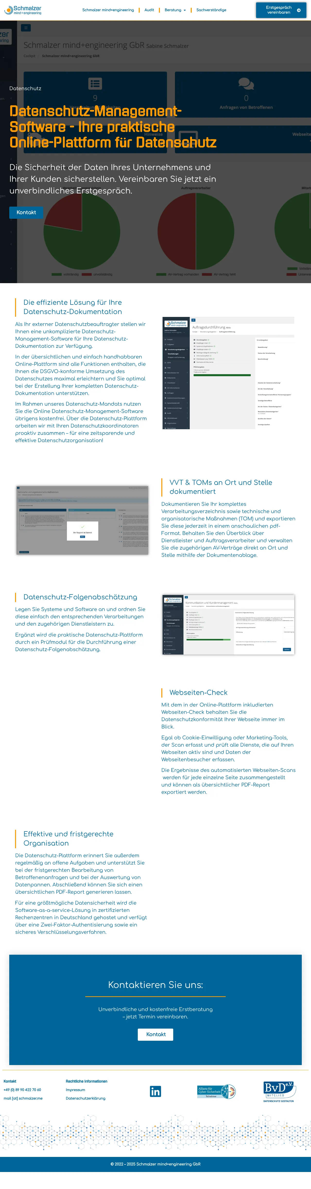 Vollständiger Screenshot von Datenschutz-Management-Software