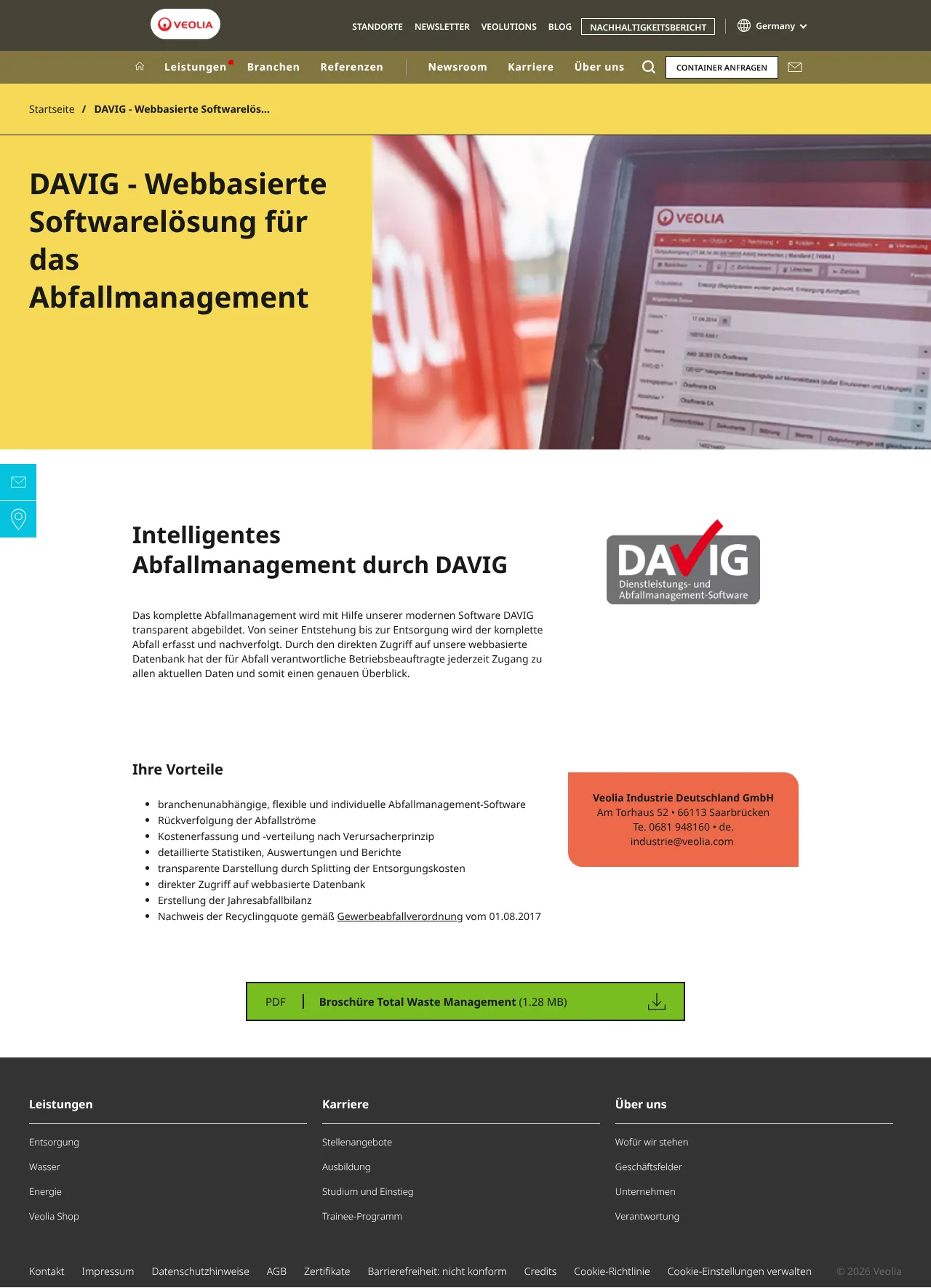 Vollständiger Screenshot von DAVIG