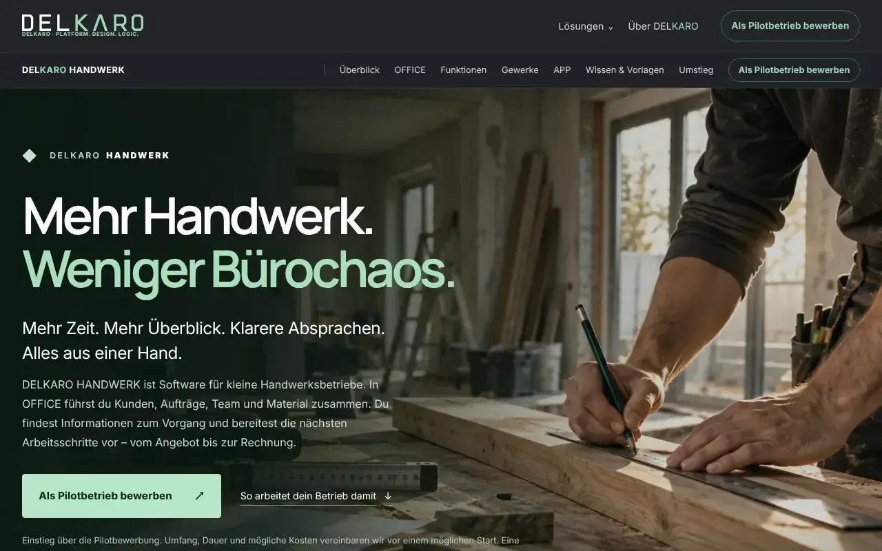 Screenshot von DELKARO HANDWERK