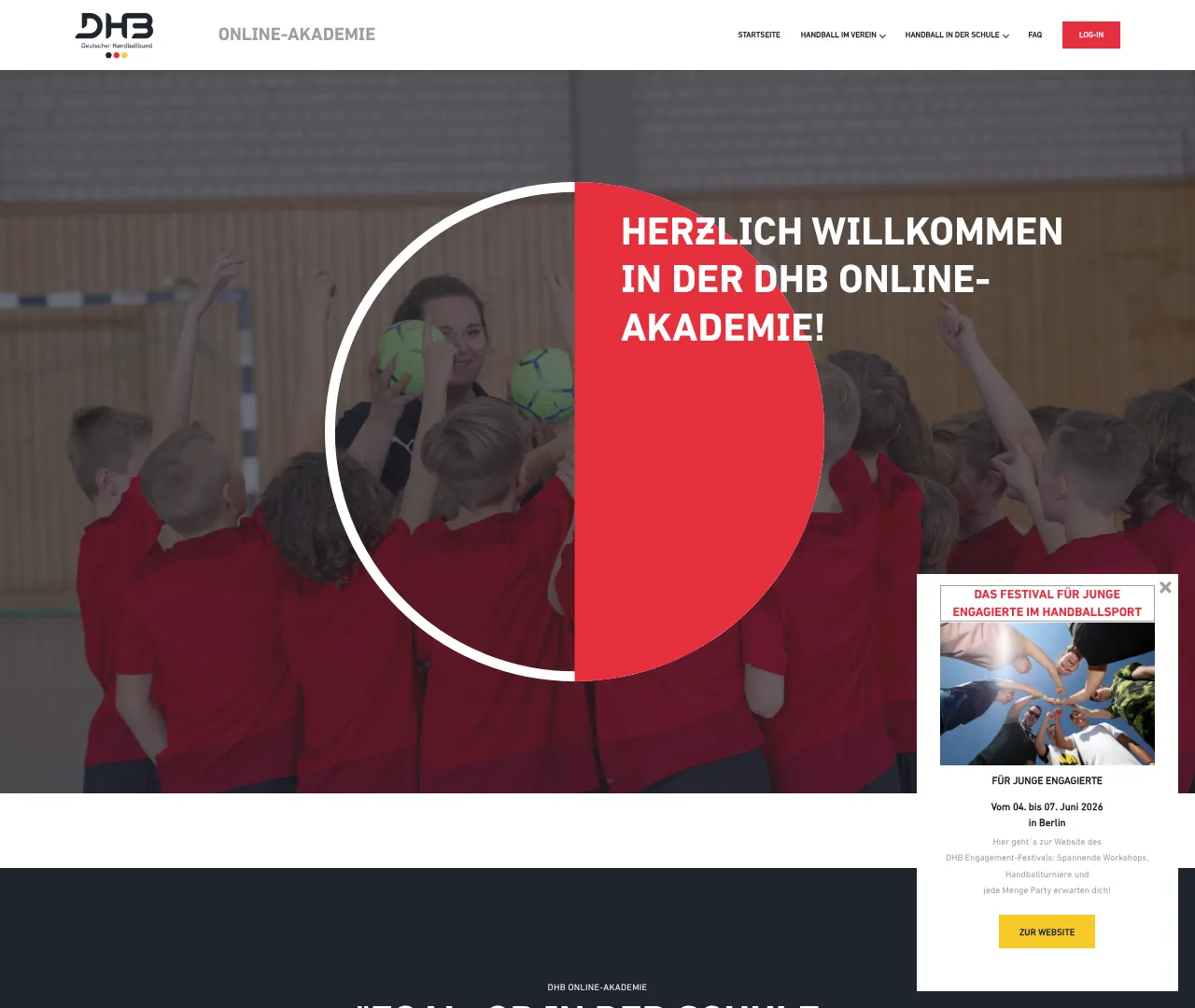 Vollständiger Screenshot von DHB Online-Akademie