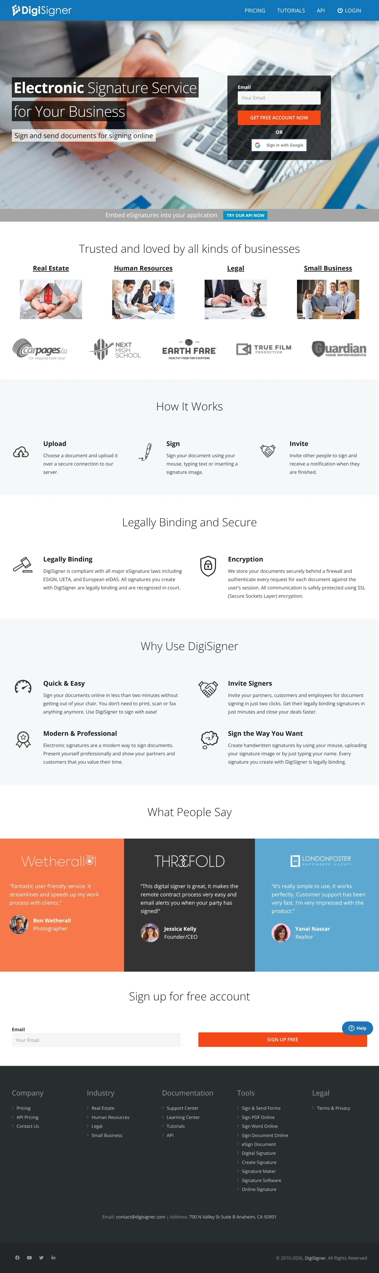 Vollständiger Screenshot von DigiSigner