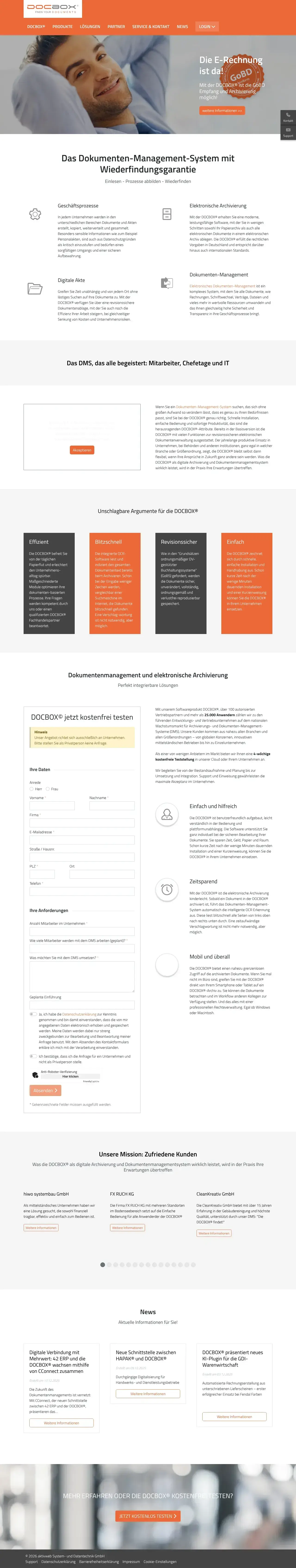 Vollständiger Screenshot von DOCBOX
