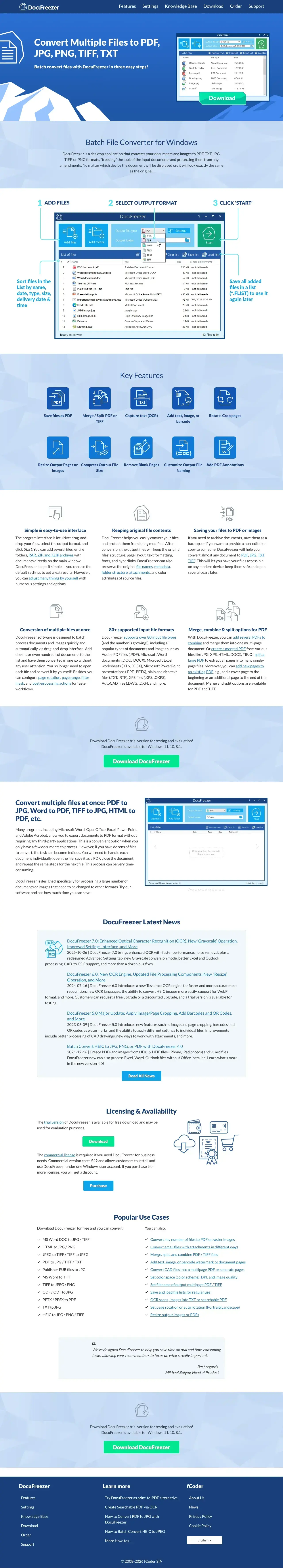 Vollständiger Screenshot von DocuFreezer