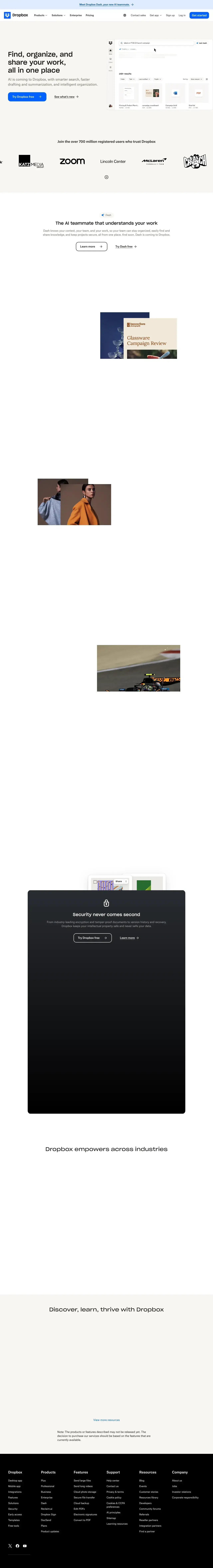 Vollständiger Screenshot von Dropbox