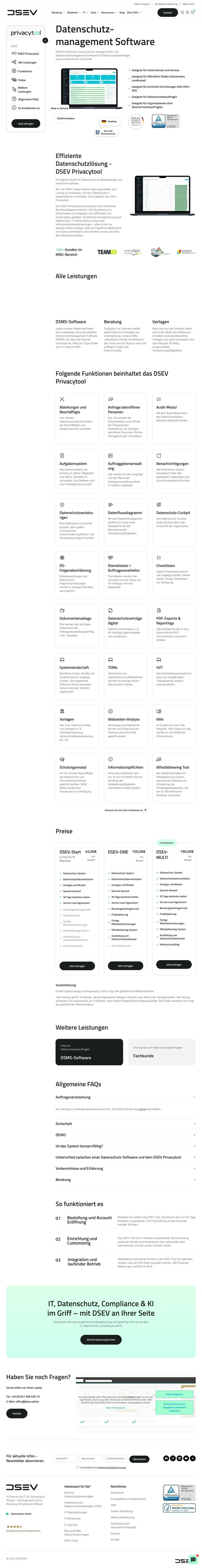 Vollständiger Screenshot von DSEV Privacytool