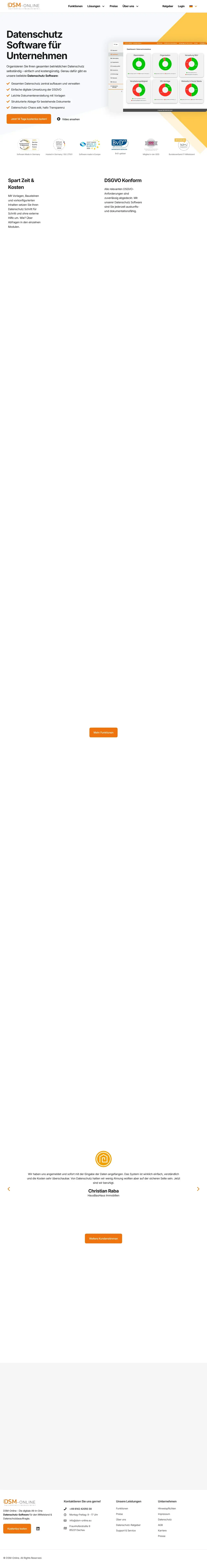 Vollständiger Screenshot von DSM-Online