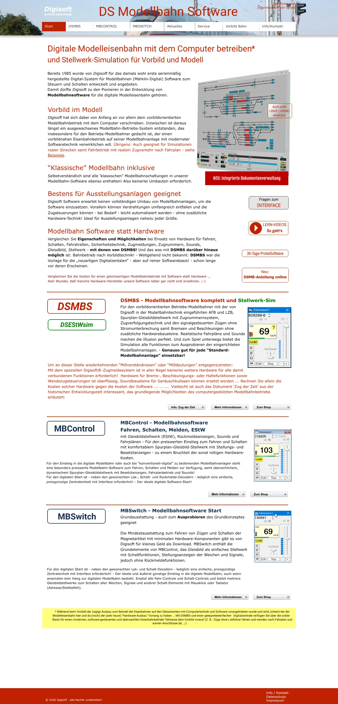 Vollständiger Screenshot von DSMBS