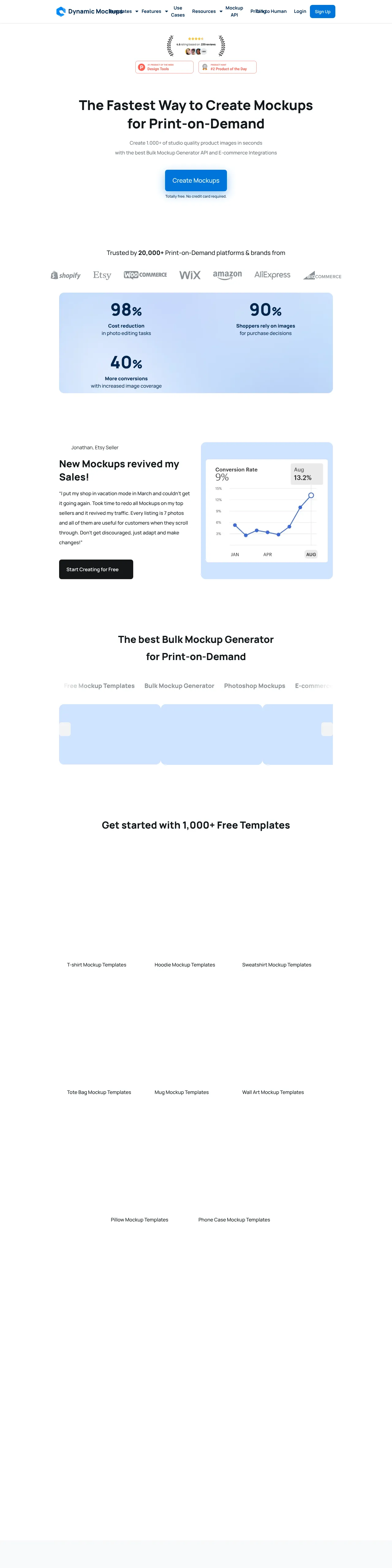 Vollständiger Screenshot von Dynamic Mockups