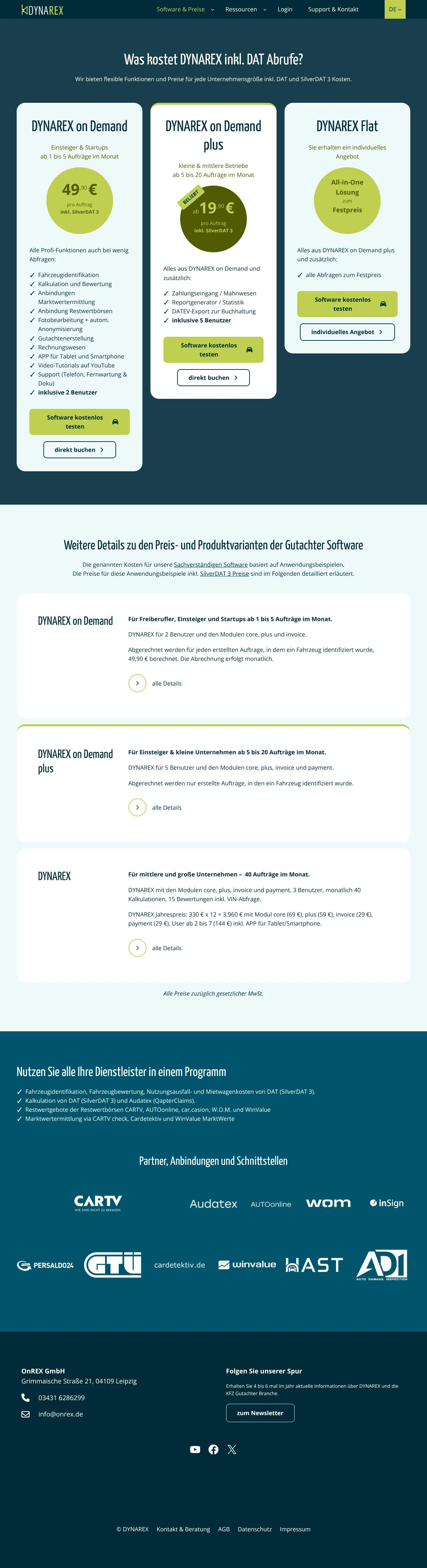 Vollständiger Screenshot von DYNAREX