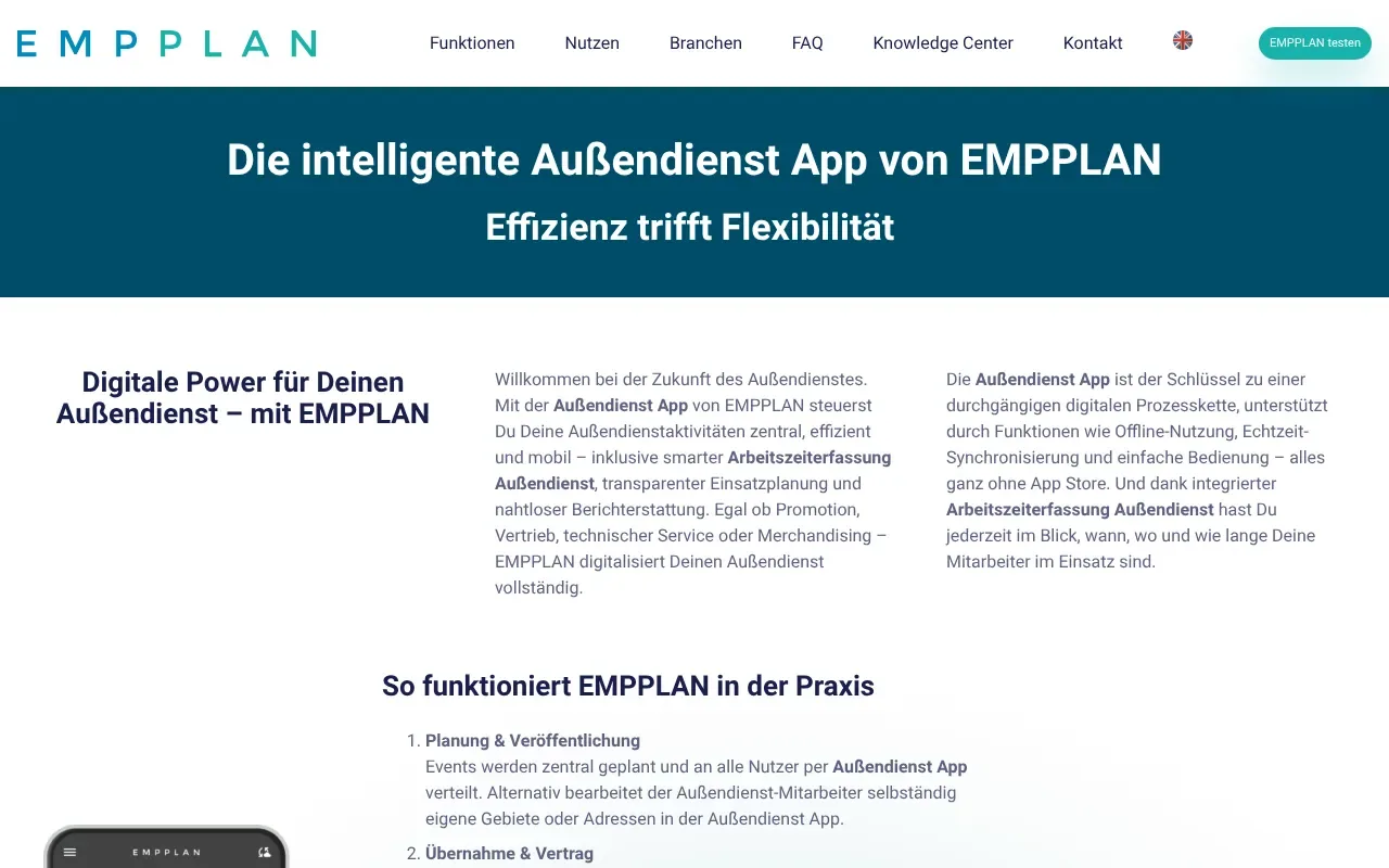 Screenshot von EMPPLAN