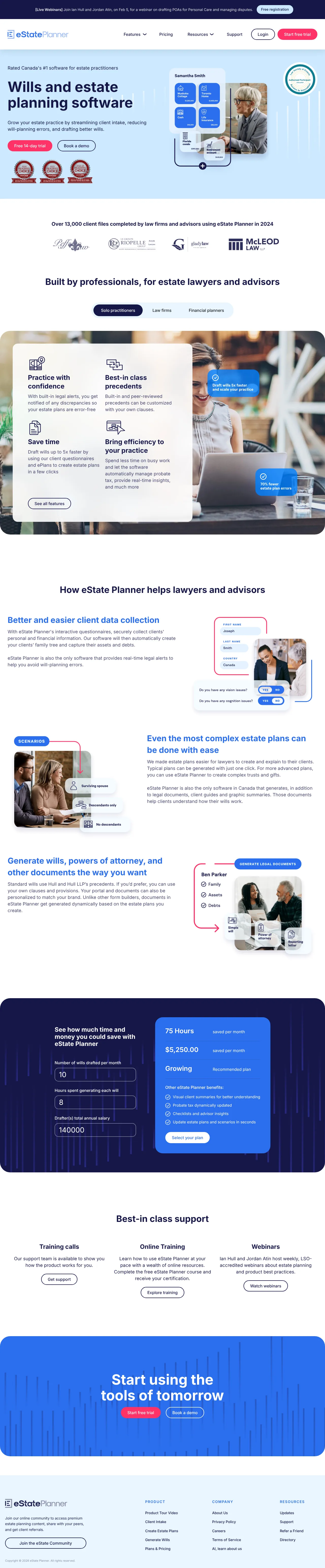 Vollständiger Screenshot von eState Planner