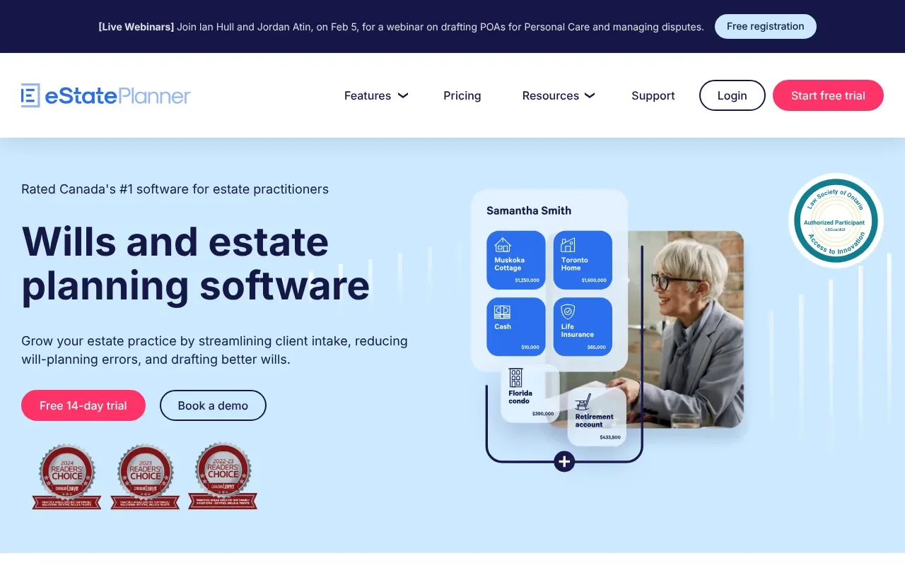 Screenshot von eState Planner
