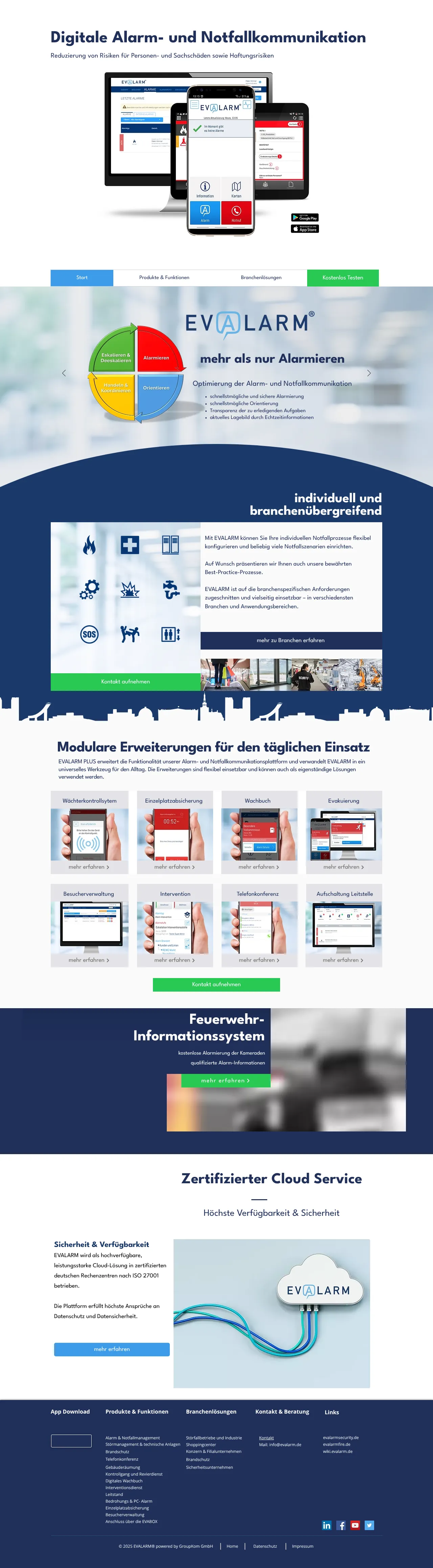 Vollständiger Screenshot von EVALARM