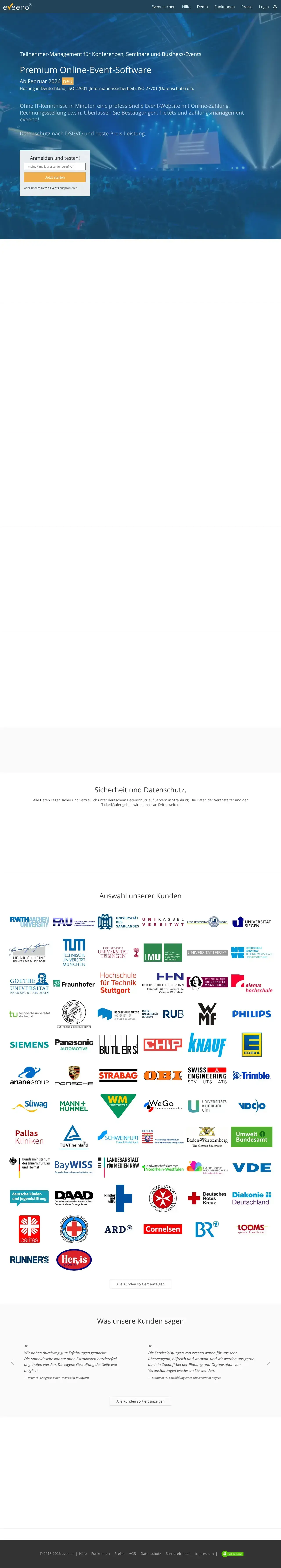 Vollständiger Screenshot von eveeno