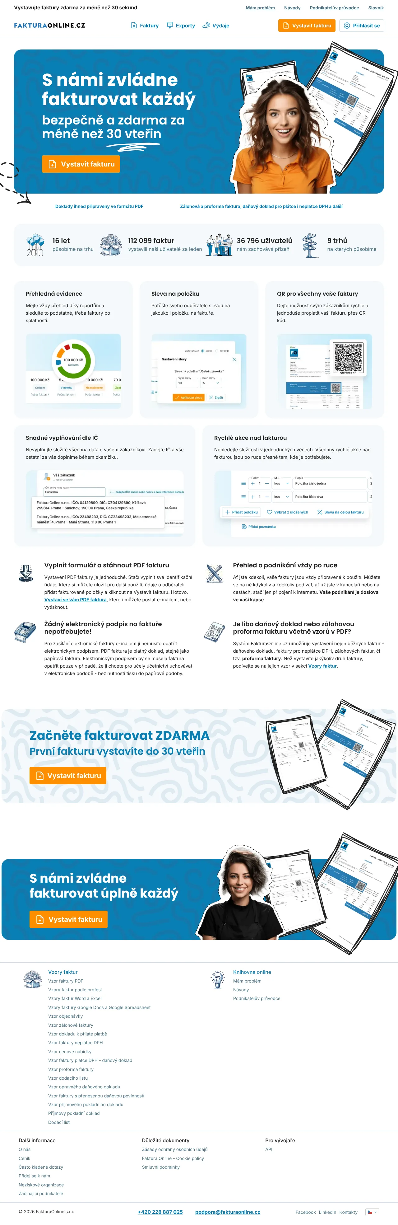 Vollständiger Screenshot von FakturaOnline.cz