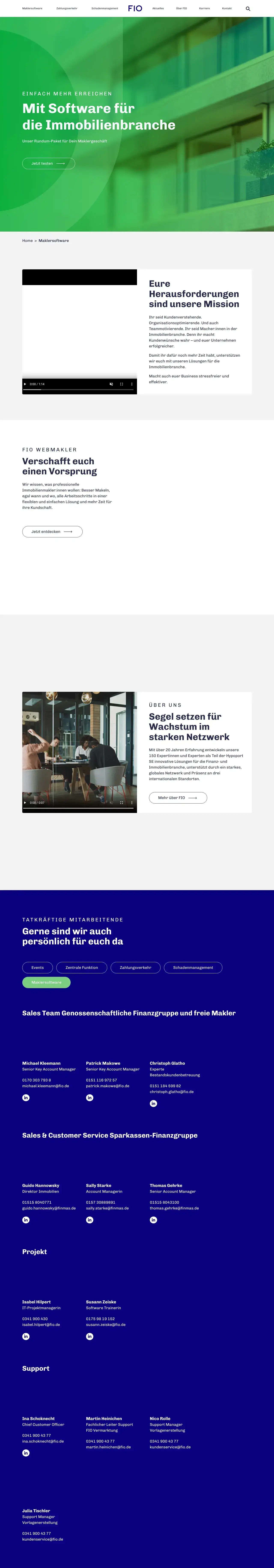 Vollständiger Screenshot von FIO Webmakler