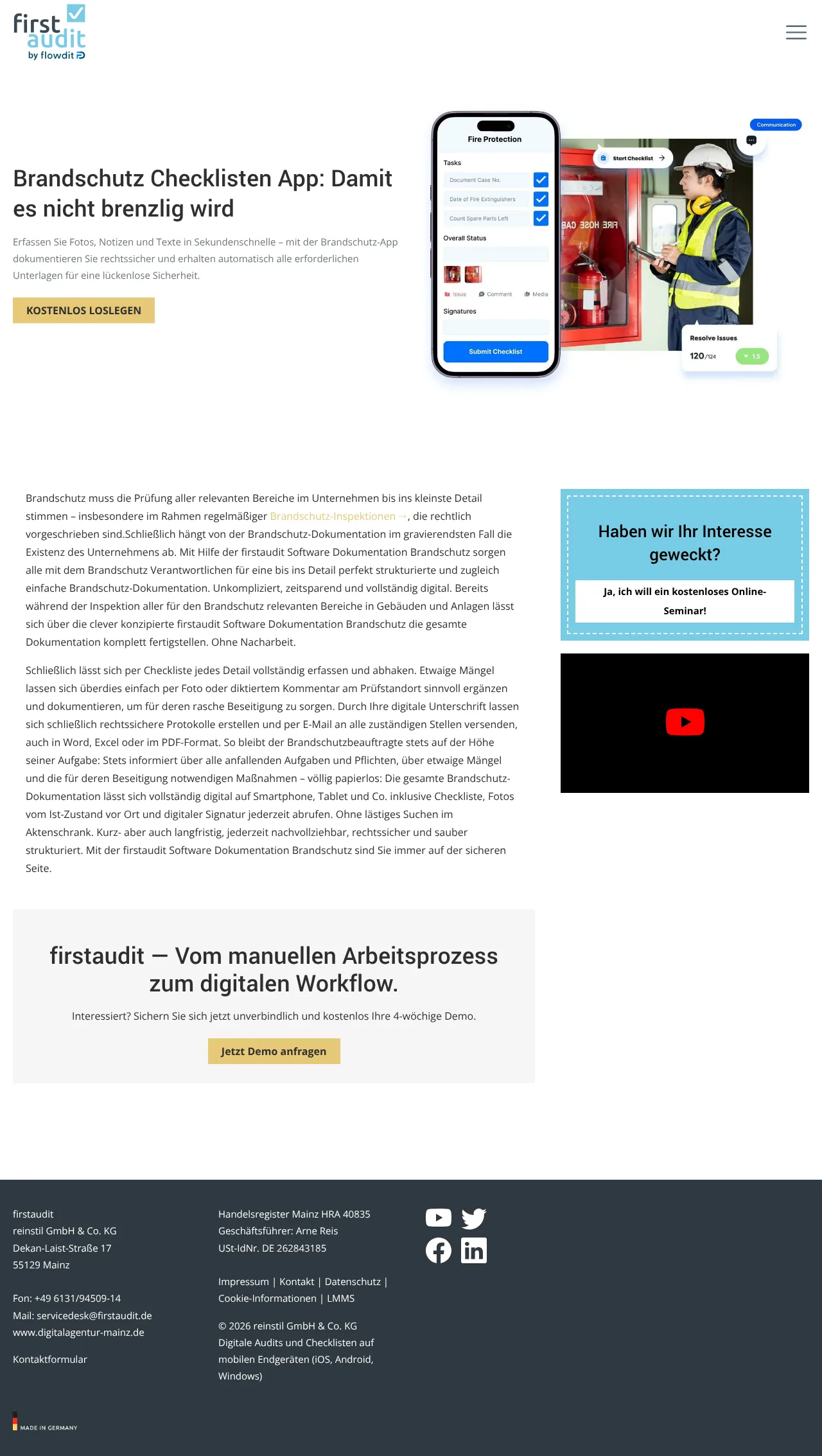 Vollständiger Screenshot von firstaudit