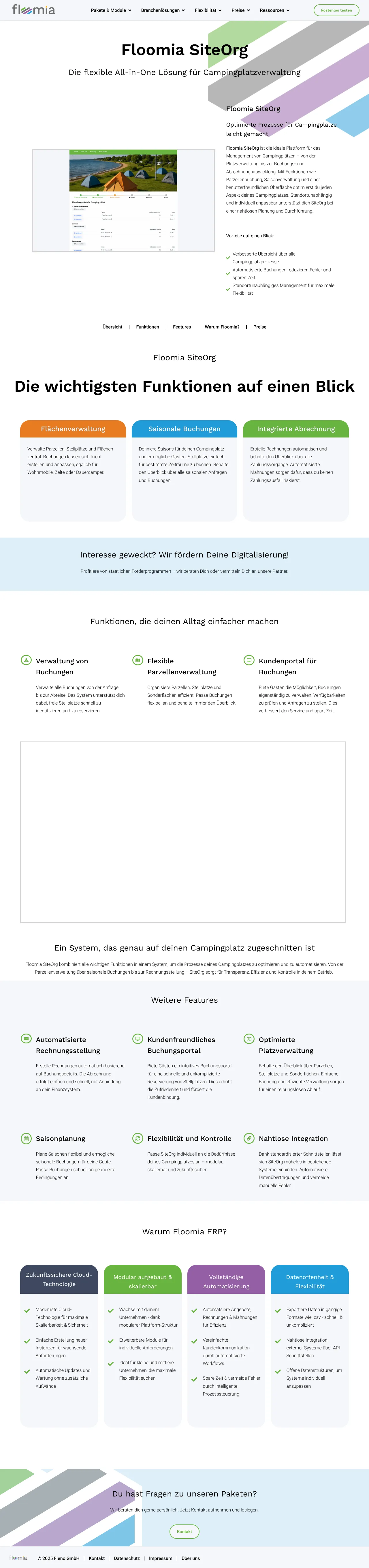 Vollständiger Screenshot von Floomia ERP Suite (SiteOrg)