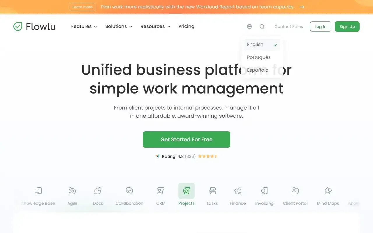 Screenshot von Flowlu