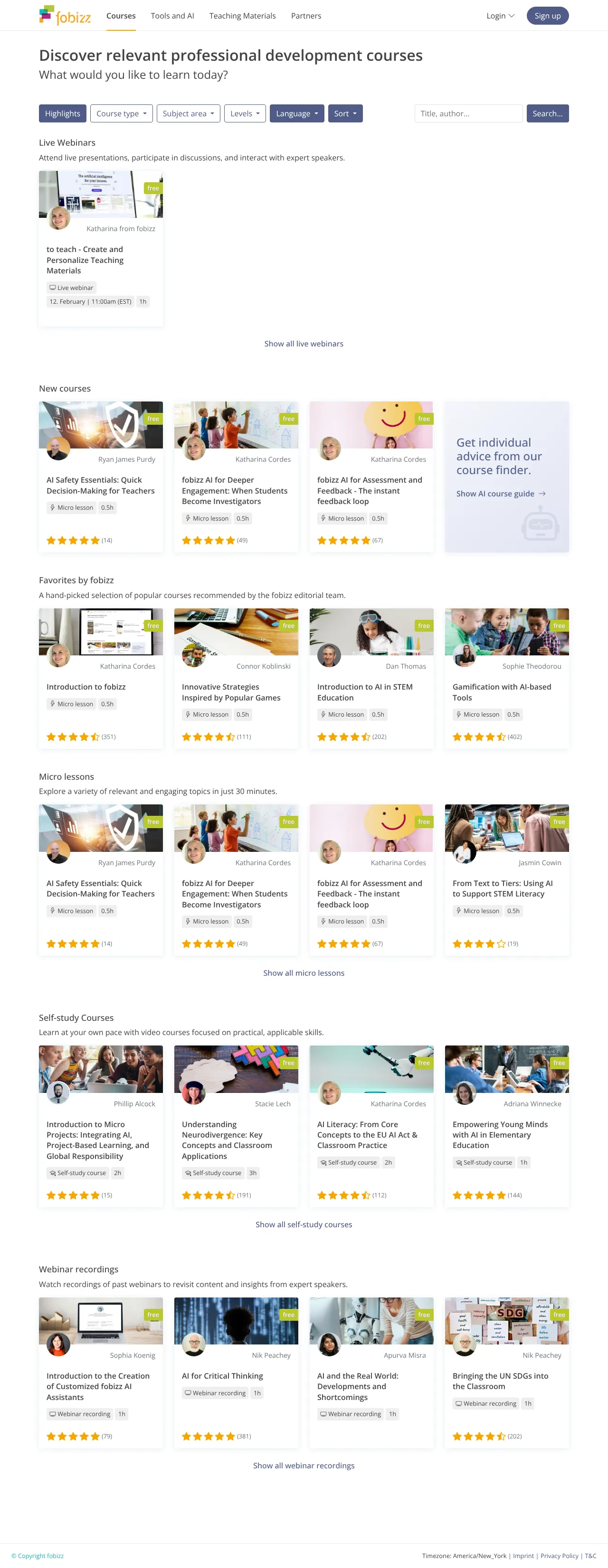 Vollständiger Screenshot von fobizz