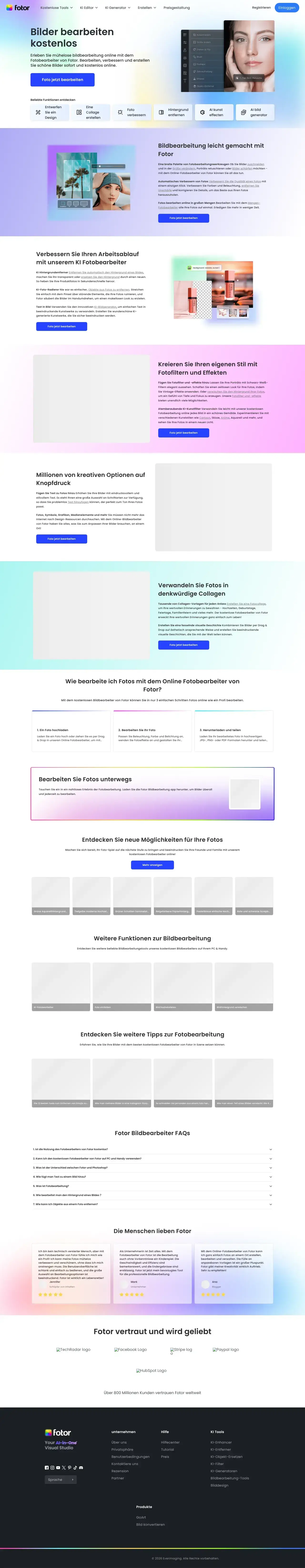 Vollständiger Screenshot von Fotor