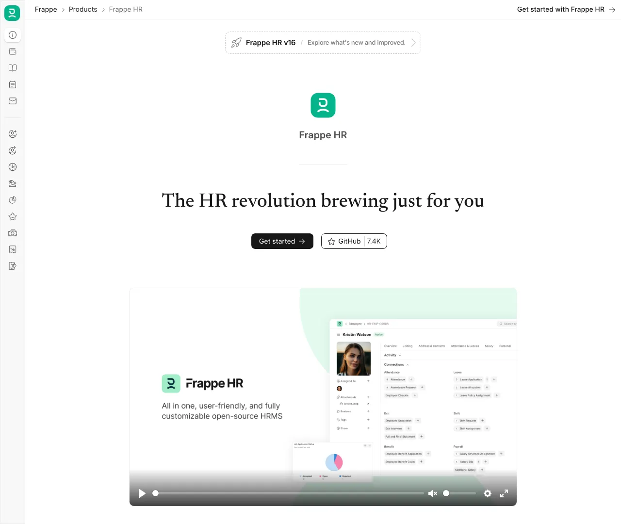 Vollständiger Screenshot von Frappe HR