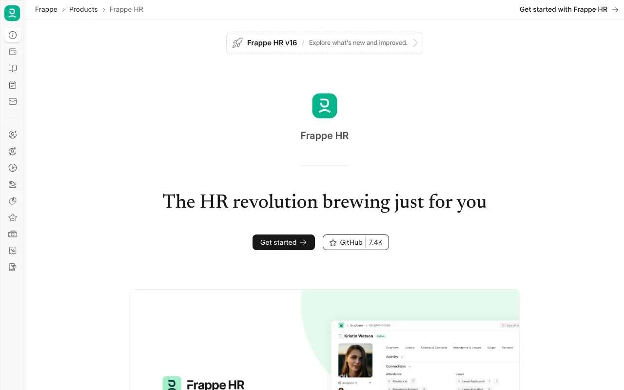 Screenshot von Frappe HR
