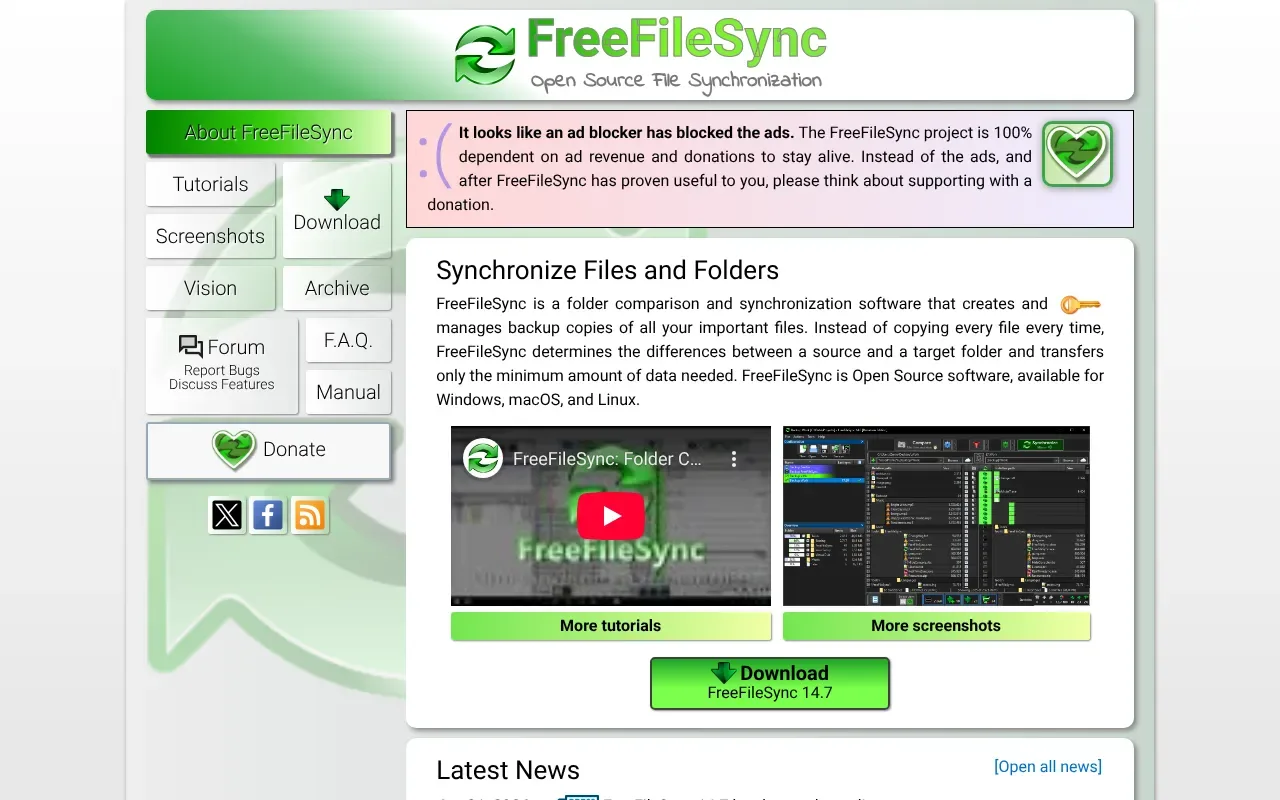 Screenshot von FreeFileSync
