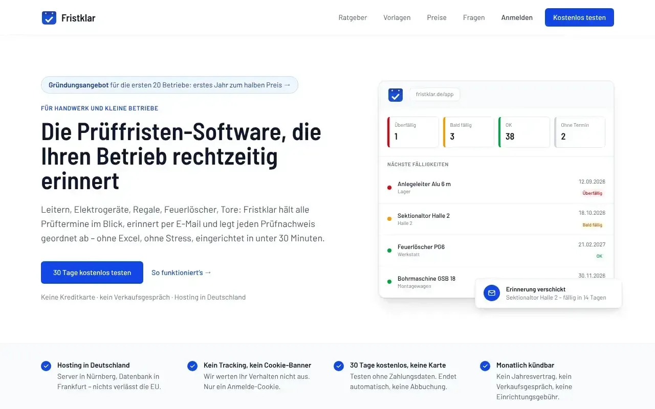 Screenshot von Fristklar