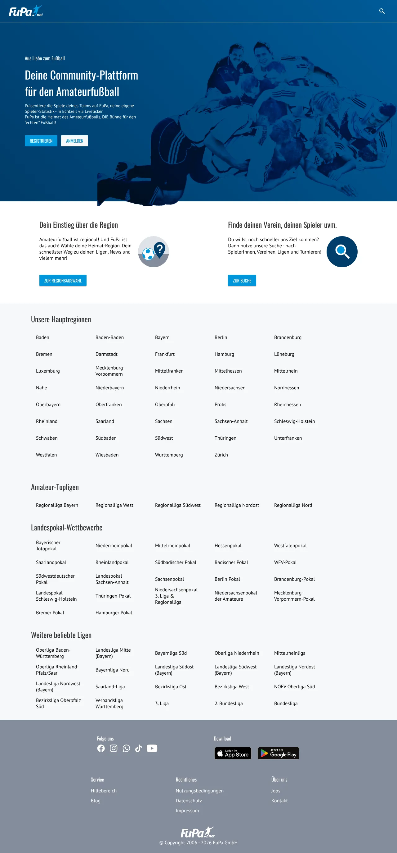 Vollständiger Screenshot von FuPa