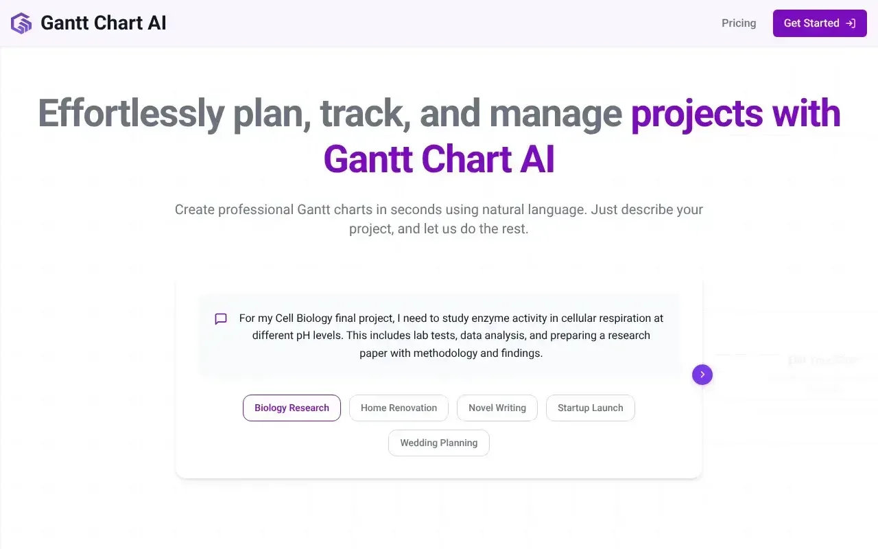 Screenshot von Gantt Chart AI