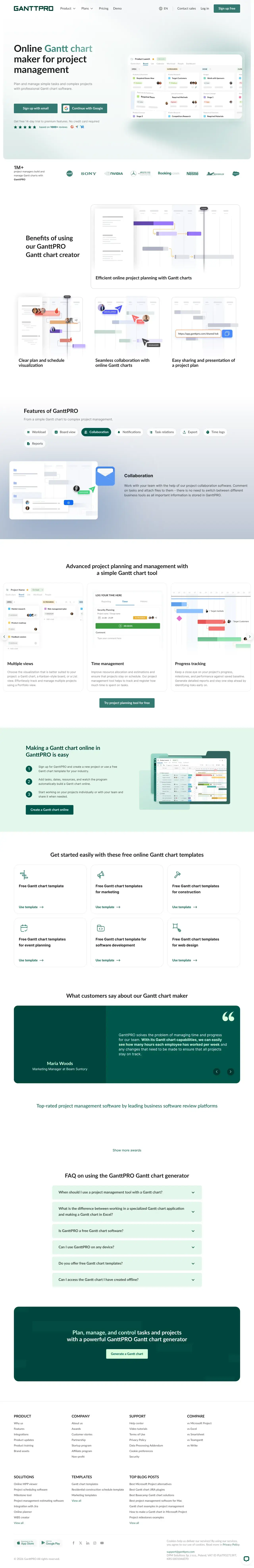 Vollständiger Screenshot von GanttPRO
