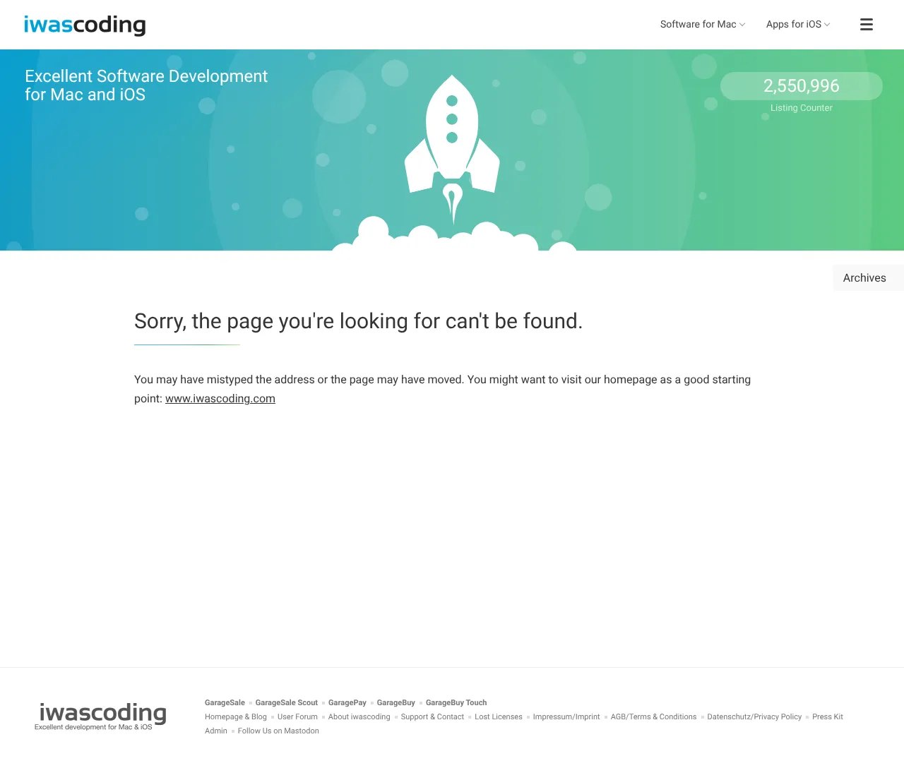 Vollständiger Screenshot von GarageSale