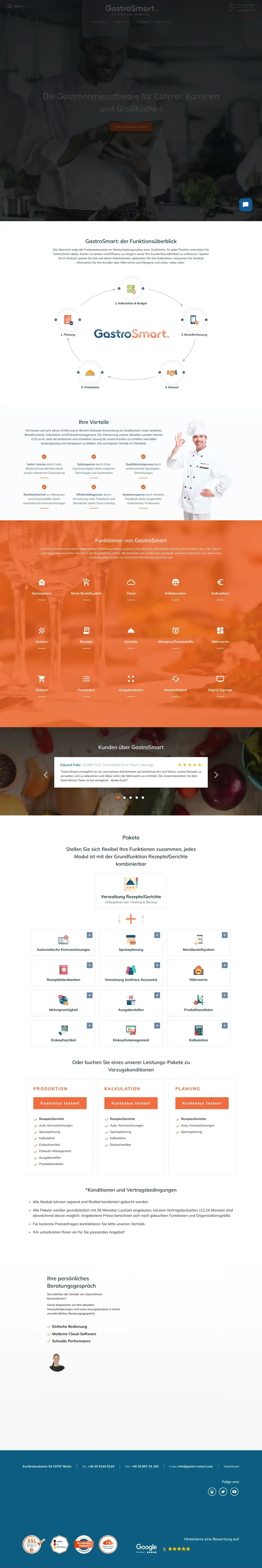Vollständiger Screenshot von GastroSmart