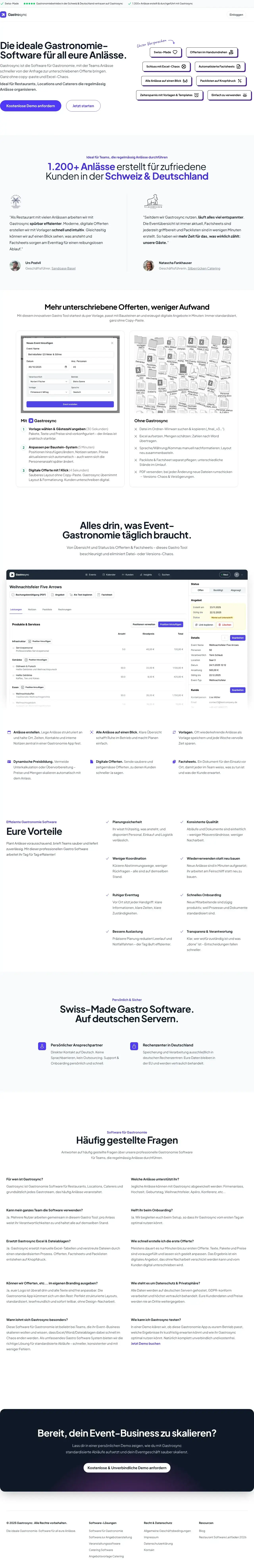 Vollständiger Screenshot von Gastrosync