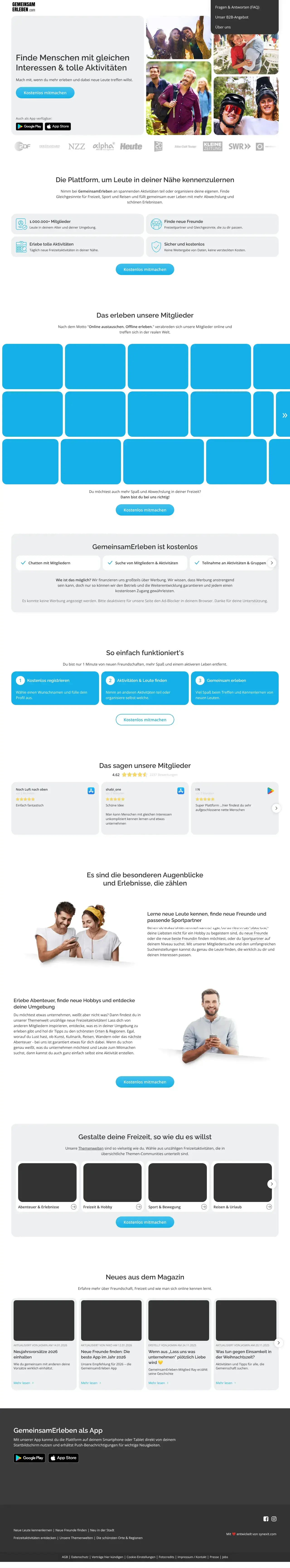 Vollständiger Screenshot von GemeinsamErleben