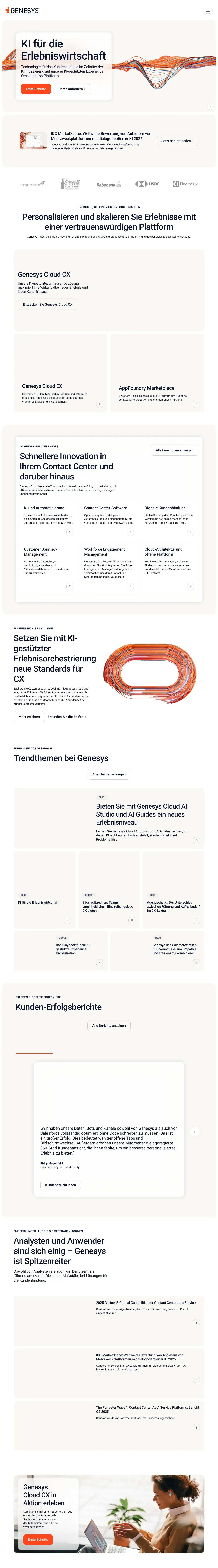 Vollständiger Screenshot von Genesys