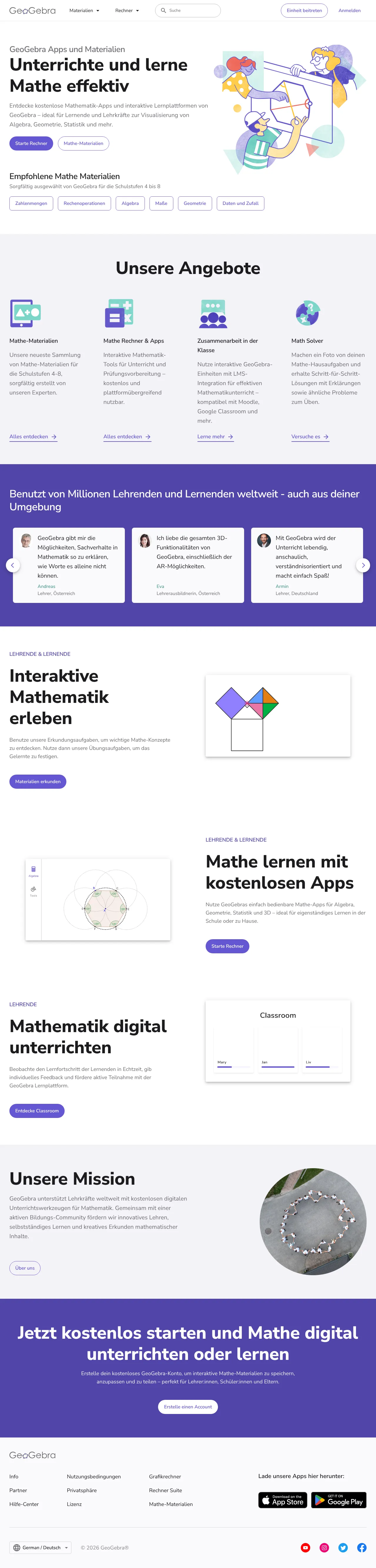 Vollständiger Screenshot von GeoGebra
