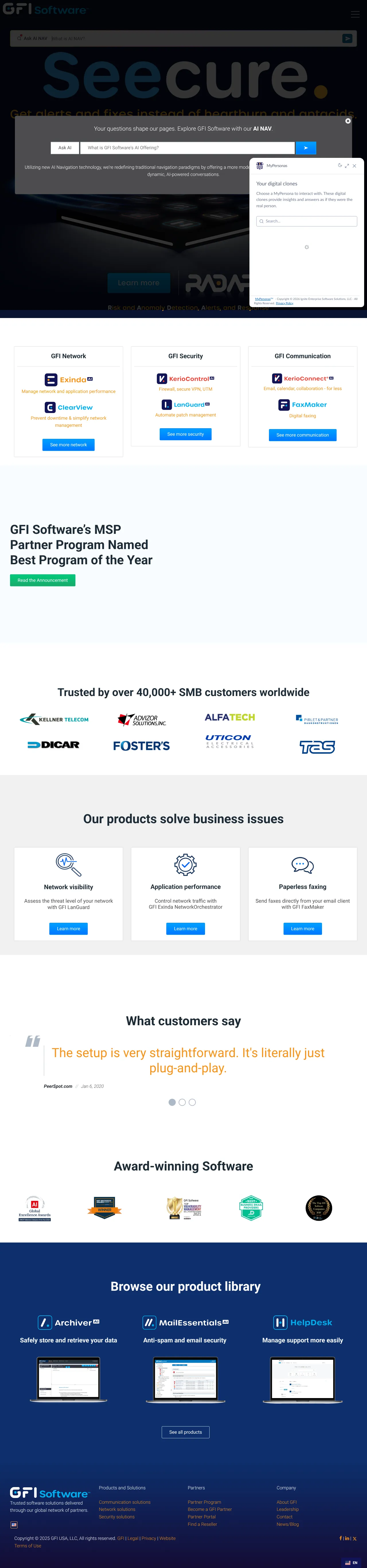 Vollständiger Screenshot von GFI Software