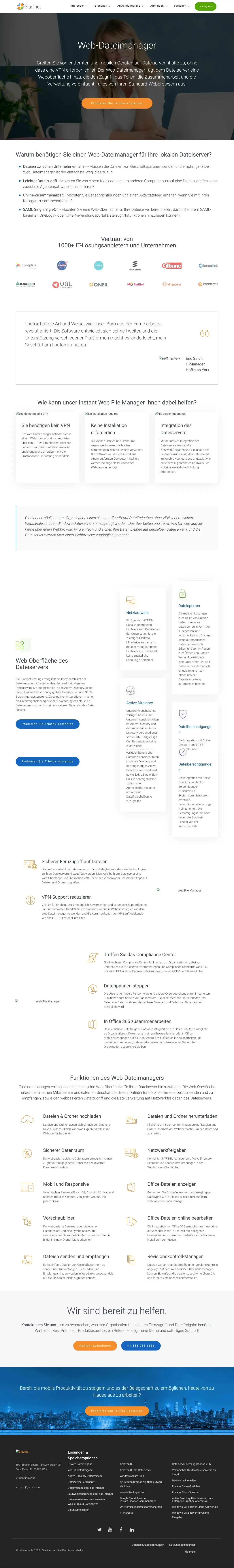 Vollständiger Screenshot von Gladinet
