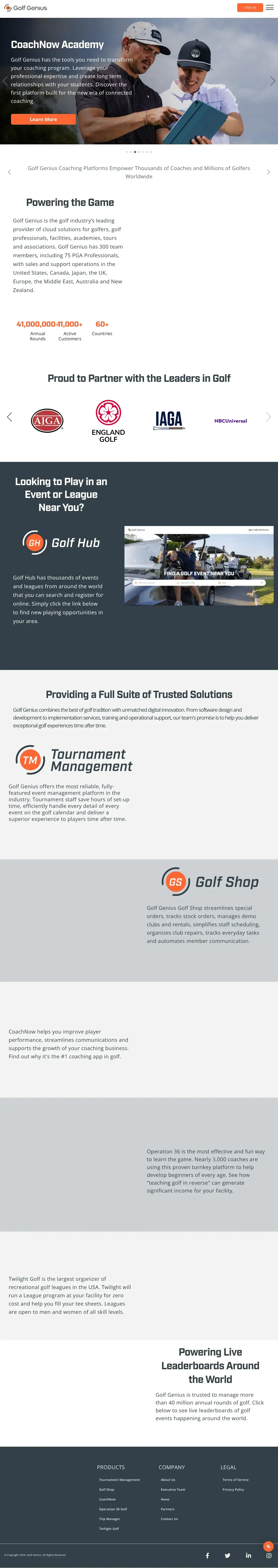 Vollständiger Screenshot von Golf Genius