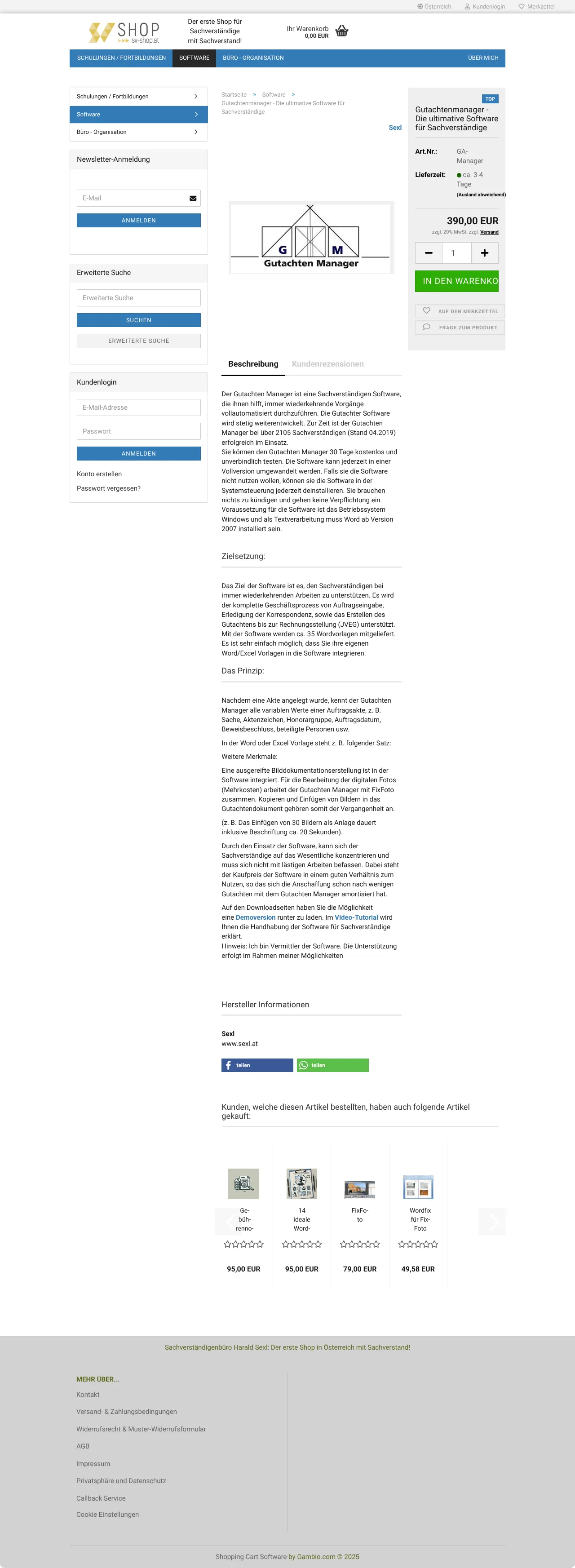 Vollständiger Screenshot von Gutachtenmanager