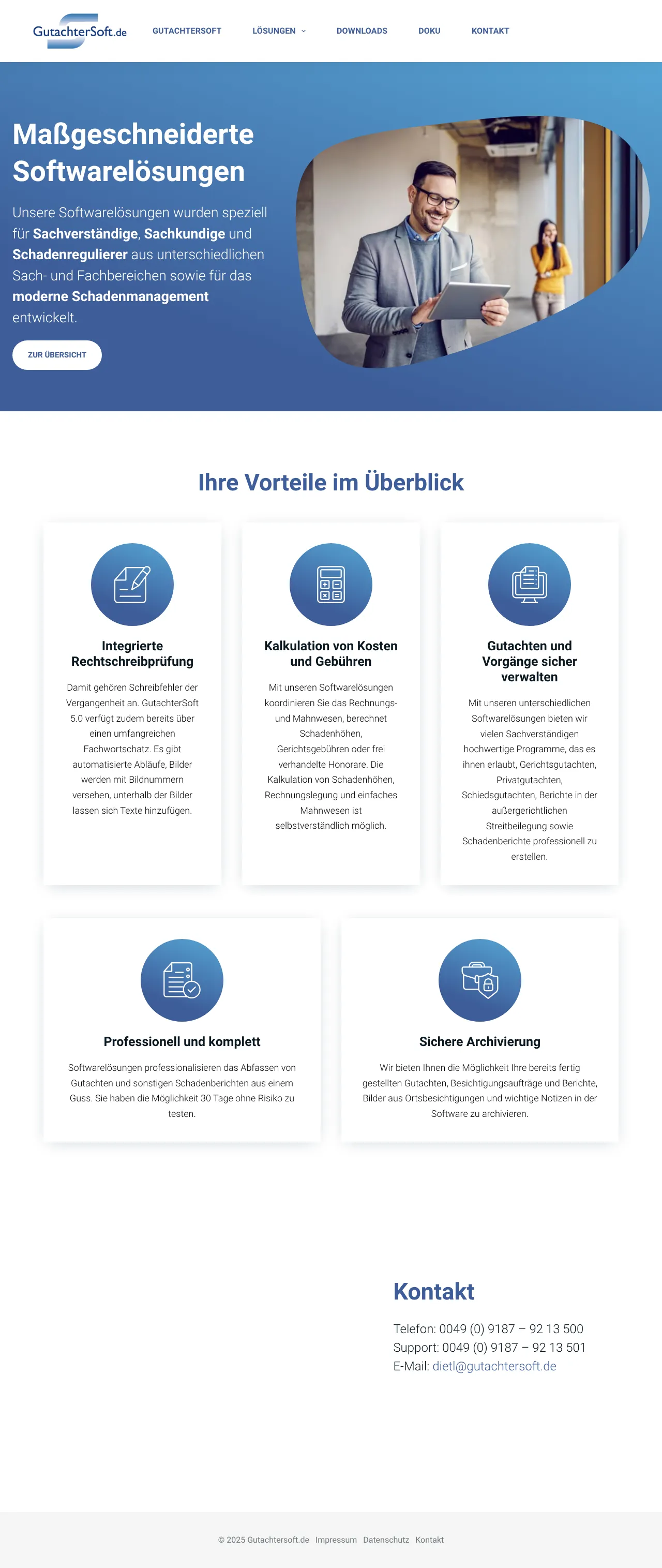 Vollständiger Screenshot von GutachterSoft