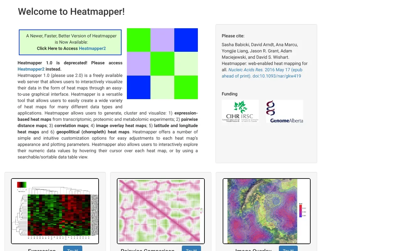 Screenshot von Heatmapper