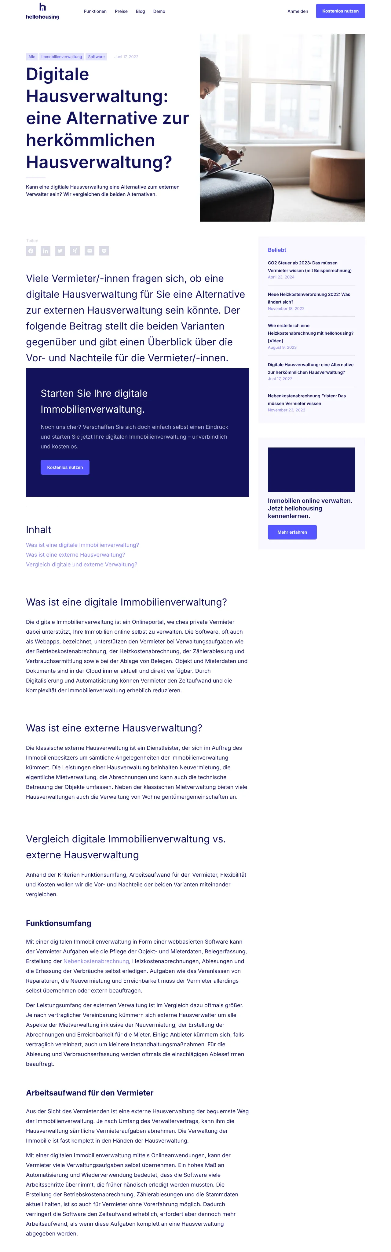 Vollständiger Screenshot von hellohousing