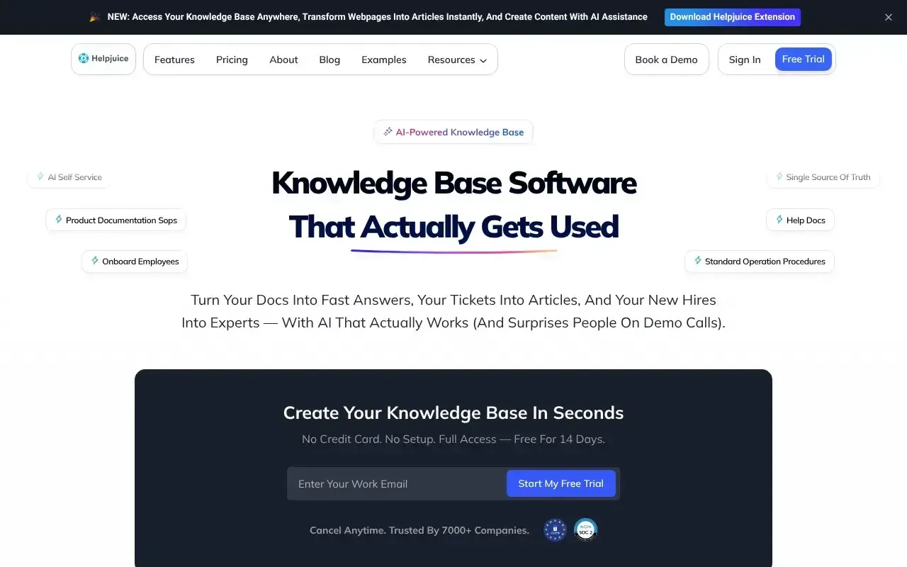 Screenshot von Helpjuice